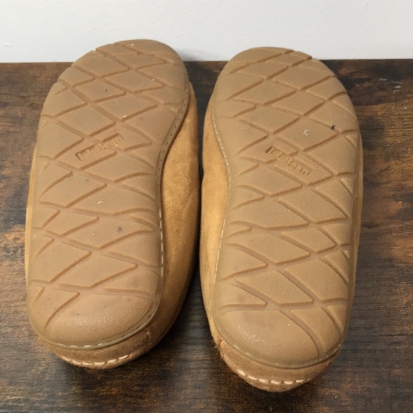 L.L. Bean Mens Suede Leather Slippers Real Lamb Fur Size 7M - Picture 9 of 12